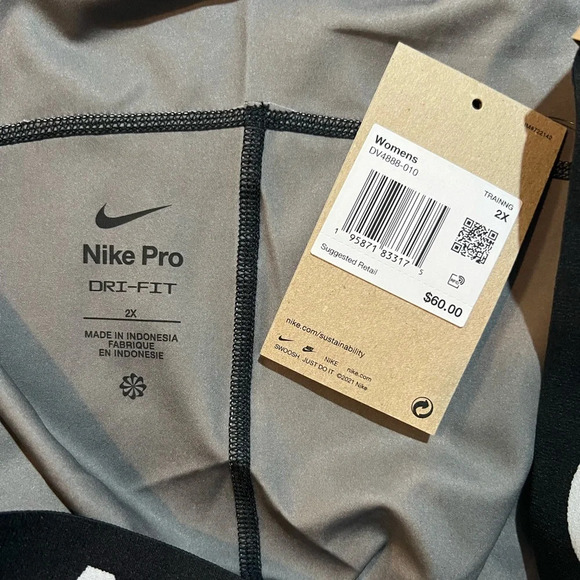 Nike Women’s Pro Dri Fit Training Tights Leggings Black and White Plus Size 2X - Picture 7 of 8